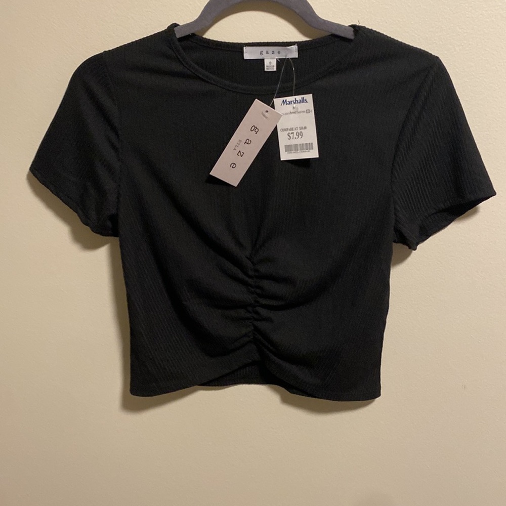 #6. gaze Ruched Short Sleeve Crop Top - Picture 3 of 6